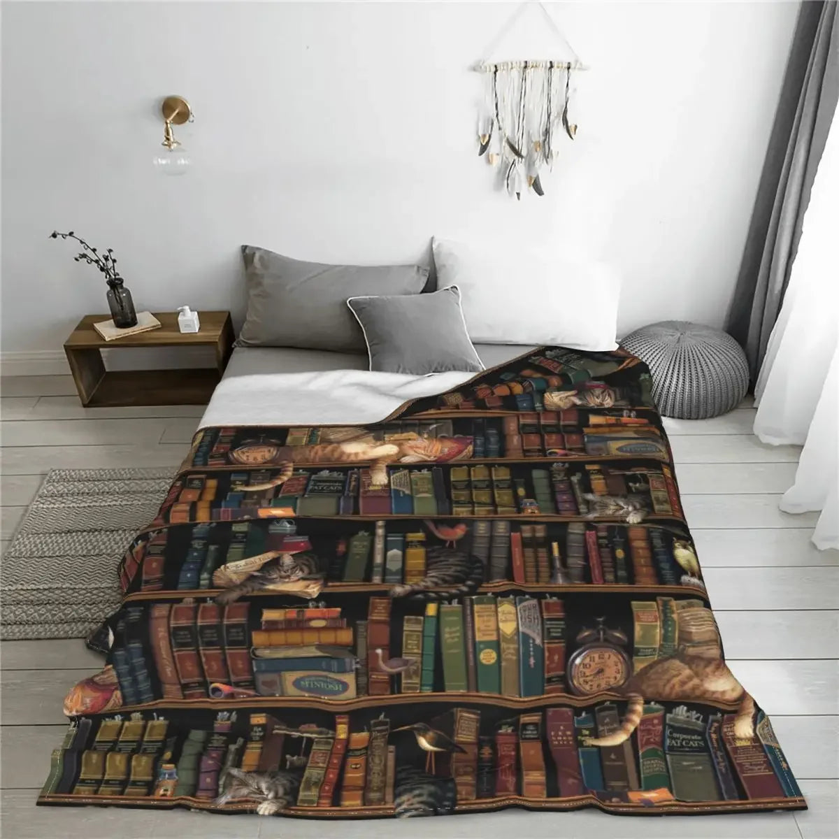 Antique Books & Cats Blanket