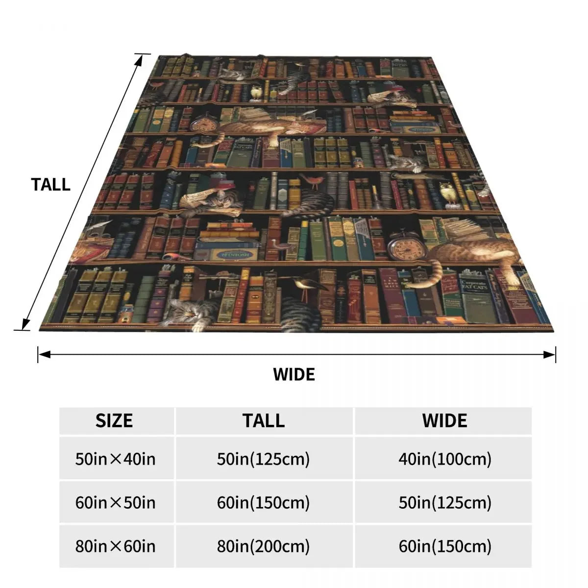 Antique Books & Cats Blanket