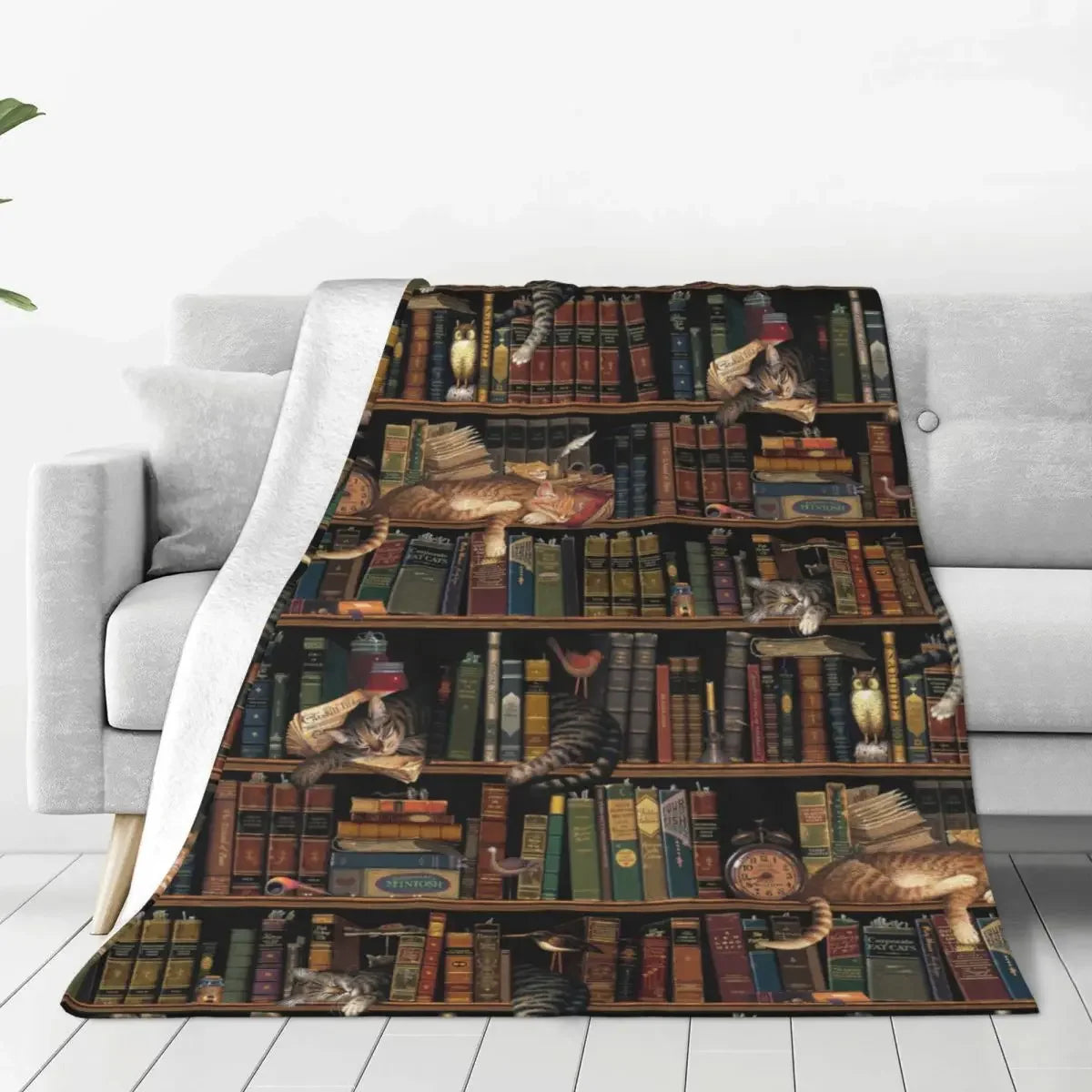 Antique Books & Cats Blanket